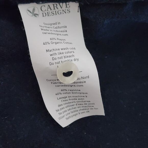 Carve Designs L Indigo Geo Print Shirt — Raw-Edge Hem, Long Sleeve, Button Front - Picture 7 of 7